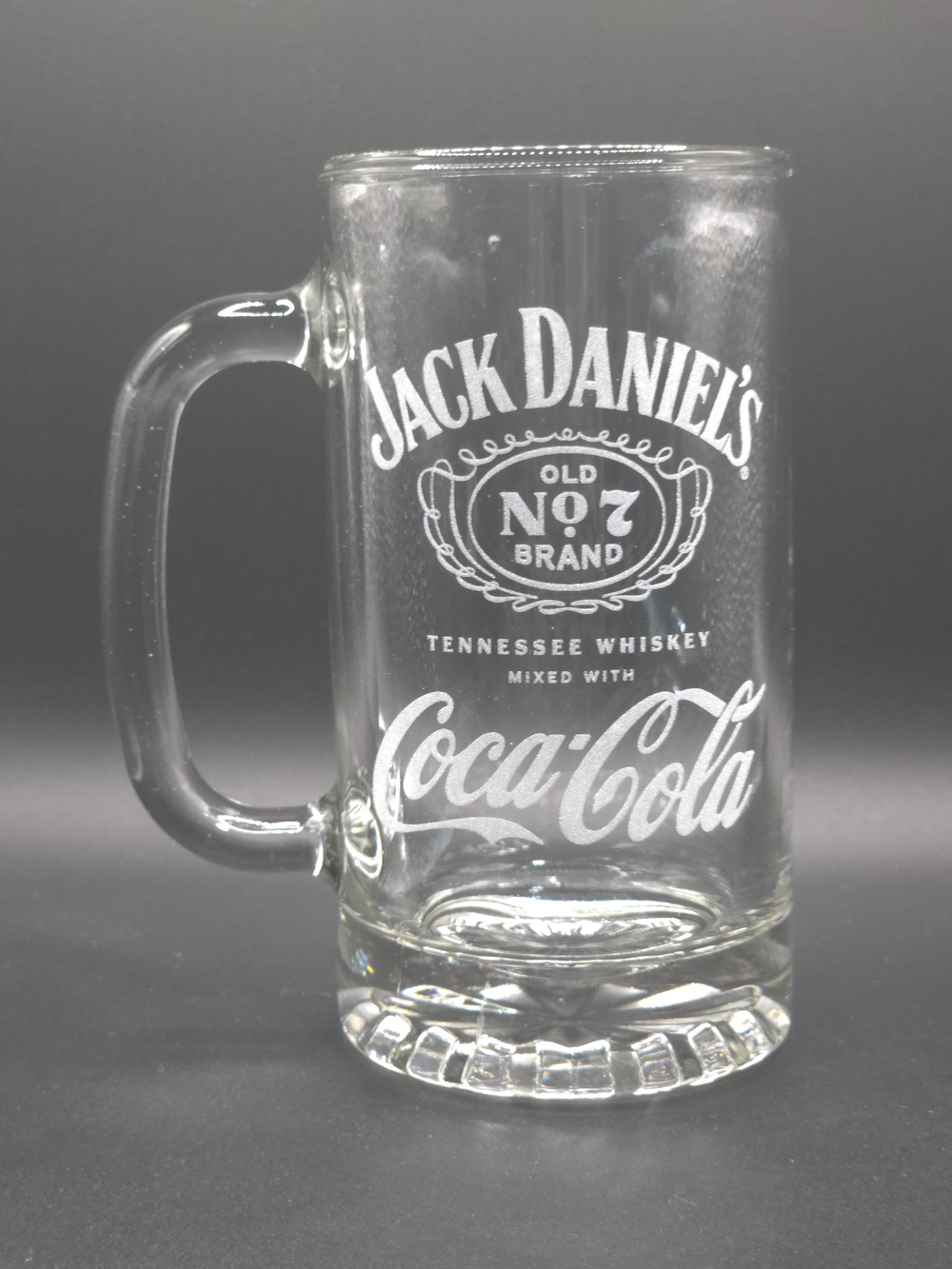 Jack Daniels Clear Glass Beer Mug with White Logo
